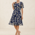 Marineblau Floral